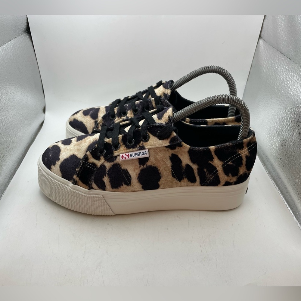 Superga Leopard Print Platform Sneakers - Black & Tan